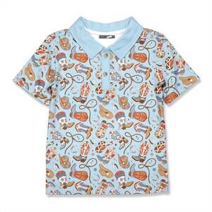 NEW MILLIE LOVES LILY boys' western howdy boots polo in light blue